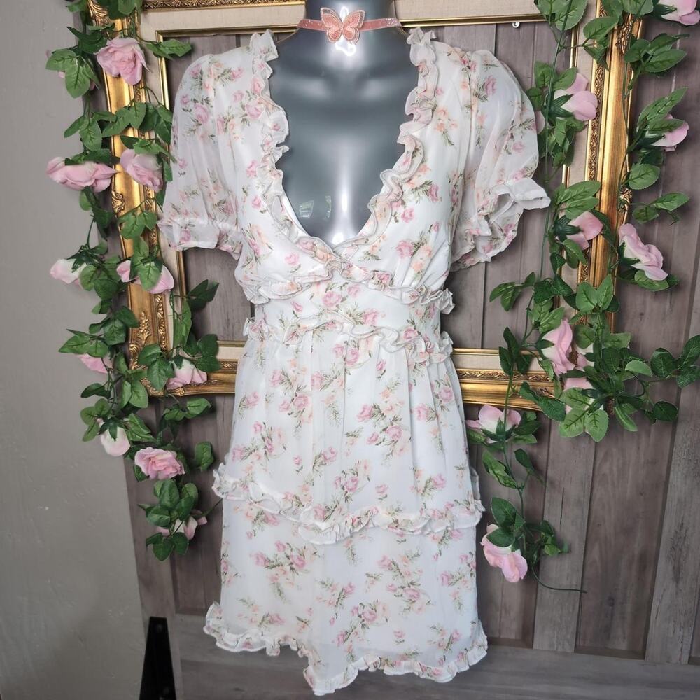 Trixxi white and pink floral dress
